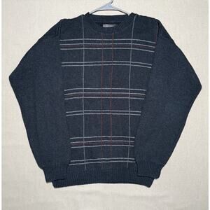 Croft & Barrow Sweater Mens Sz Medium Gray Knit Striped Pullover Preppy Business